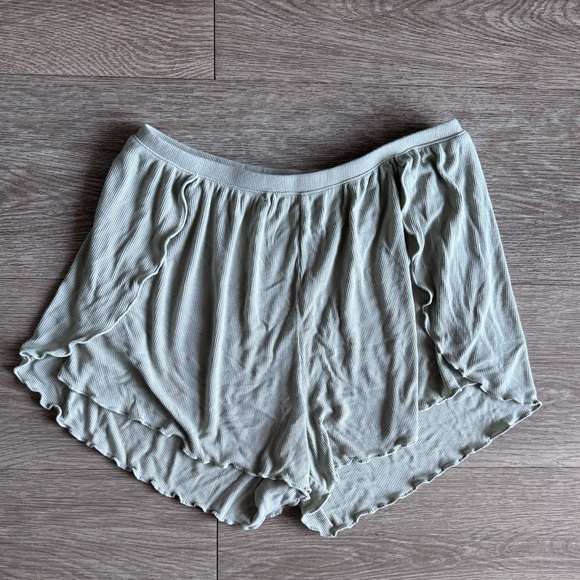 Nachila Ribbed Pajama Set - Racerback Tank Top and Shorts Sage Green Size Small - Picture 2 of 7